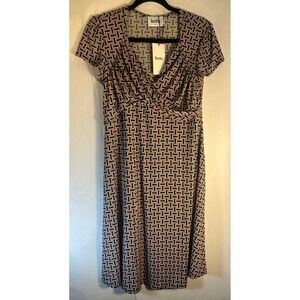 Leota Sweetheart Empire Waist Maternity Friendly Jersey Dress Black Pink Medium